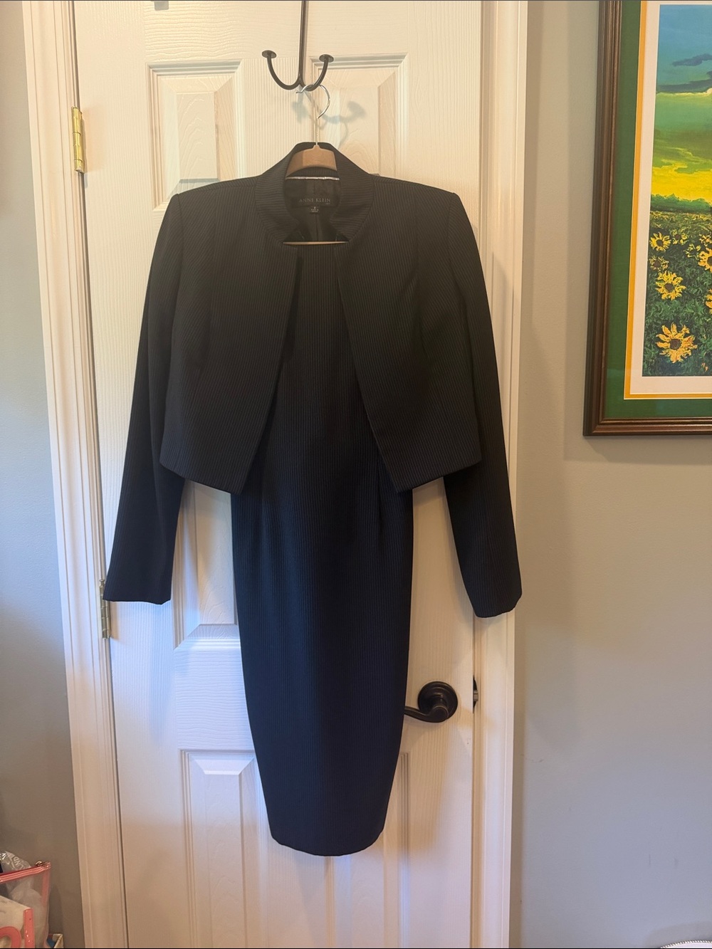 Anne Klein Black Cropped Blazer with Matching Black Sheath Dress Set